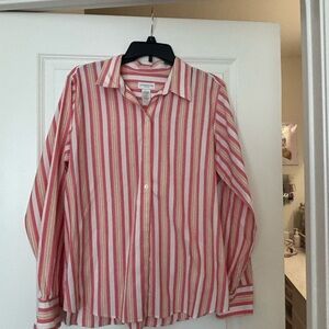 Liz Claiborne women’s Pink and White Striped Shirt